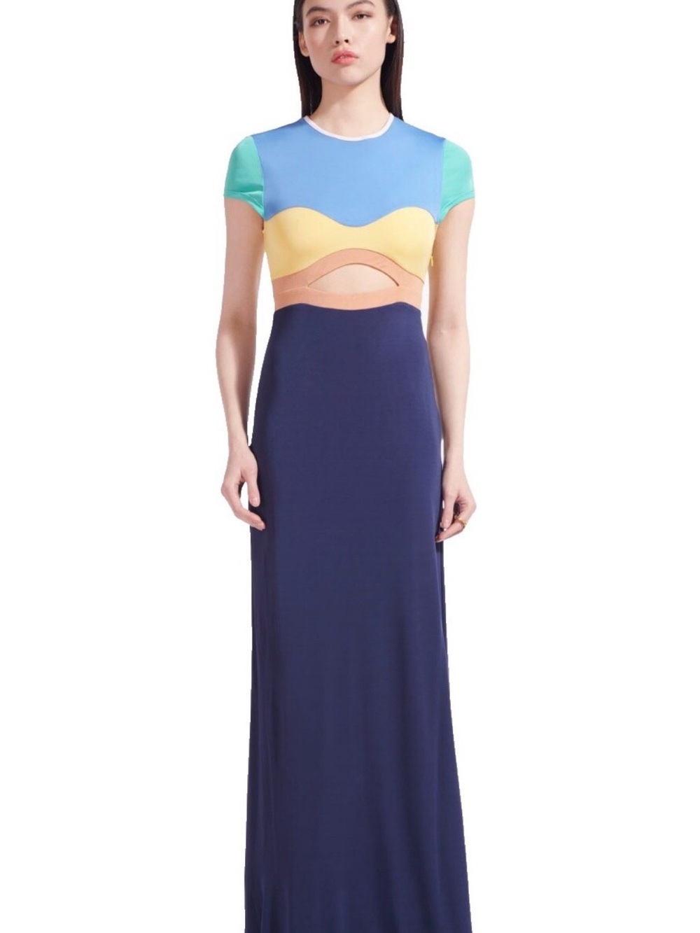 STAUD Piera Colorblock Cutout Dress